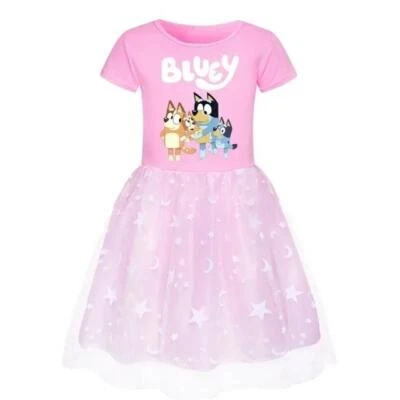 Bluey Kids Girls Princess Dress Summer Skirt Kids Party Birthday Dress Gift 3-11 - Image 1 of 4