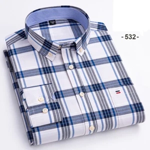 Mens Oxford Shirts Formal Business Long Sleeves Cotton Casual Dress Shirts Tops - Picture 1 of 17