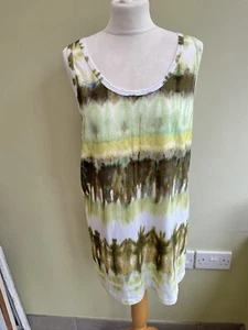 MSGM Green White Tank Top Tunic Vest Size Small Oversized Fit Tie Dye Pattern - Picture 1 of 9