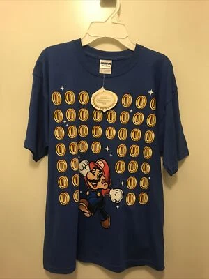 2010 Super Mario Bros Coins Youth Xl Blue T shirt - Image 1 of 4