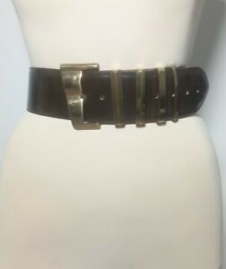 Vintage Versus Versace leather belt Retro wide designer cognac brown belt Retro 40th birthday gift Vintage leather accessories women