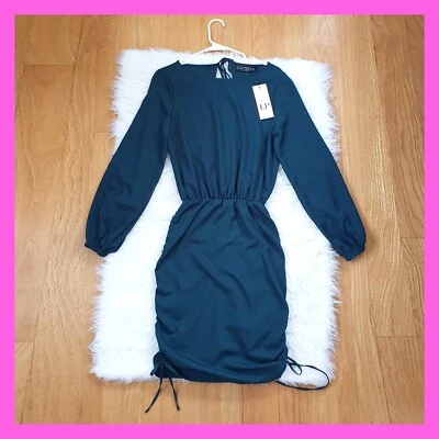 Vestido Formal Midi Botella Verde Bosque Manga Larga Cordones Bodycon Boda Foto 1 de 4