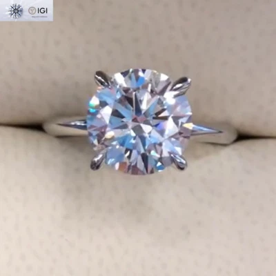 2.50Ct Round E VVS1 IGI Lab Grown Diamond Engagement Ring Solid 14k White Gold - Image 1 of 4