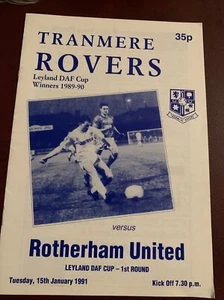 1991 Tranmere Rovers V Rotherham Utd Football Soccer Match Programme - Picture 1 of 3