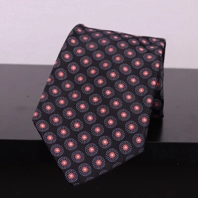 IKE BEHAR Black Pink Multicolor Geometric Medallions Men's Silk Necktie Tie - Image 1 of 4