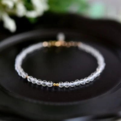 Natural Clear Quartz White Crystal Tiny Beads Dainty Healing Minimalist Bracelet - Image 1 of 4