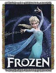 Disney Frozen Queen of Ice Throw Blanket 48"x60" Elsa Anna Olaf Woven Tapestry - Picture 1 of 8