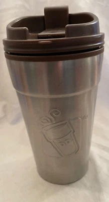 Taza de viaje Dunkin Donuts de acero inoxidable con tapa marrón Foto 1 de 4