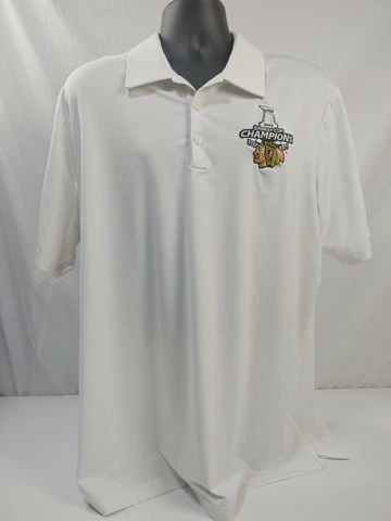 Men's Chicago Blackhawks Adidas climalite Short Sleeve Golf Polo Shirt XL 2013 Cover