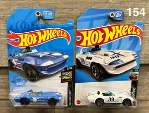 2 FOR 1! Hot Wheels Corvette Grand Sport Roadster HW Race Day White Blue Lot 154 - Picture 1 of 3