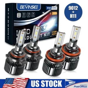 4x 9012 H11 LED Combo Headlight Bulbs High/Low Beam Fog Light 6000K Cold White - Picture 1 of 11