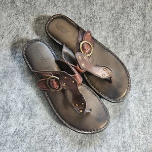 Born W6279 C7 Brown Leather Buckle Open Toe Casual Comfort Sandals Womens Size 9 - Picture 1 of 9