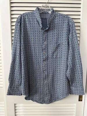 Camisa vintage de punto de polialgodón envejecido para hombre azul marino blanco talla 16 1/2-33 Foto 1 de 4
