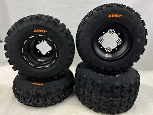 DWT G3 Black Beadlock Front Rear Wheels Sunf A027 Tires YFZ450 Raptor Banshee - Picture 1 of 7