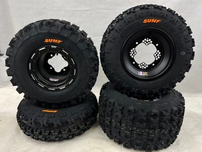 DWT G3 Black Beadlock Front Rear Wheels Sunf A027 Tires YFZ450 Raptor Banshee - Image 1 of 4