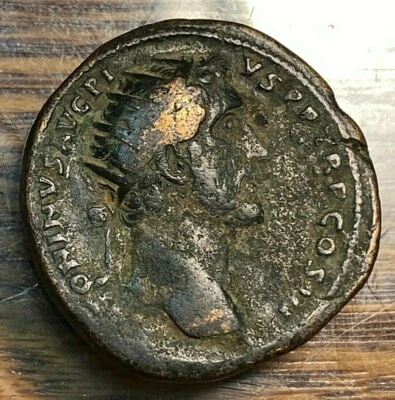 138-161AD Ancient Rome Antoninus Pius Sestertius Original Fine CHN - Image 1 of 2