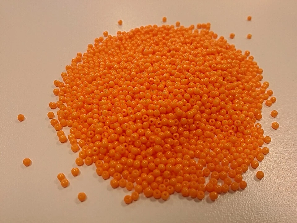 Cuentas de semillas de vidrio 11/0, redondas, naranja, 2x1,5 mm, agujero: 0,3 mm Foto 1 de 1