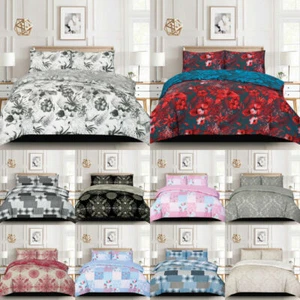 Printed Duvet Cover Quilt Bedding Set With Pillow Cases Single Double King Size - Picture 1 of 30