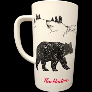 Genuine Tim Hortons Coffee White/ Black Mug Tumbler  Big Bear 2018 - Picture 1 of 4