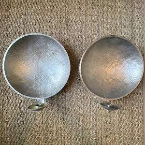 MALIN APPELGREN Pair of 2 Large Pewter Sconce 11" Round Candle Holders Handmade - Picture 1 of 24
