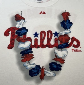 T-shirt Shane Victorino Philadelphia Phillies XL Majestic MLB The Flyin Hawaiian - Foto 1 di 9