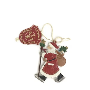 Vintage West Germany Wilhelm Schweizer Diessen Pewter Ornament Santa Skates Bag - Picture 1 of 4