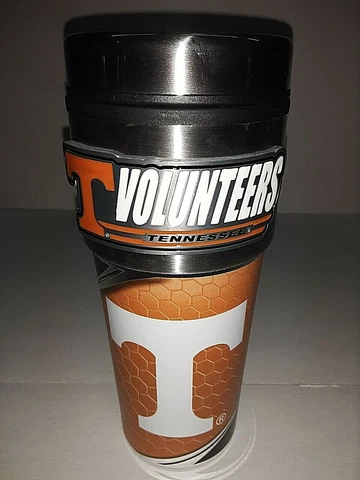 Tennessee Volunteers 16 oz Travel Mug with Stainless Steel Top and Emblem Cover