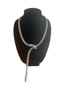 Collana Cleopatra Vintage Oromesh Tono Argento Metallizzato Bobina Serpente Maglia - Foto 1 di 10