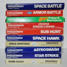 Mattel Intellivision Game Lot of 10 Games Boxes Some Overlays Instructions READ