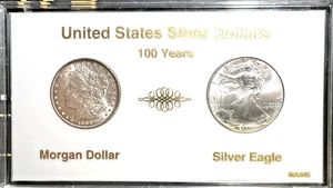 JUEGO DE 100 AÑOS ~ 1900 BONITOS DÓLARES BU MORGAN Y 2000 CHOICE BU AMERICAN EAGLE - Imagen 1 de 6