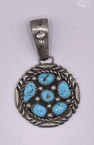 Sterling Silver Navajo Turquoise Cluster Pendant(8.01g) - Picture 1 of 5