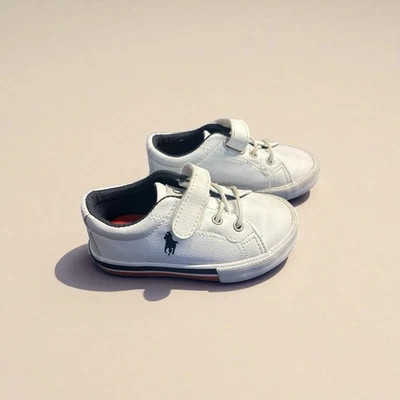 Kids Polo Ralph Lauren Shoes Toddler 6 White Strap Sneakers - Image 1 of 4