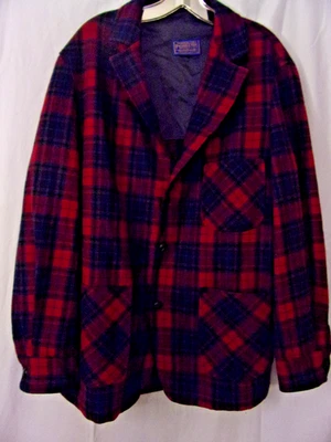 Mens Pendleton Wool Plaid Blazer Jacket  Red Tartan Plaid Long Sleeve Classic L - Image 1 of 4