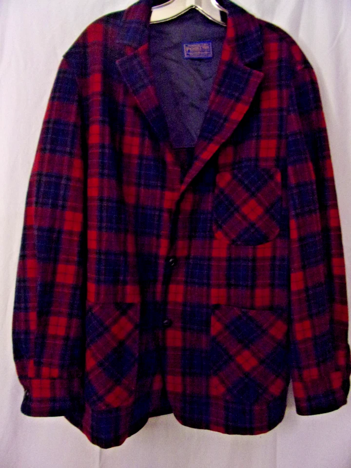 Mens Pendleton Wool Plaid Blazer Jacket  Red Tartan Plaid Long Sleeve Classic L - Image 1 of 4