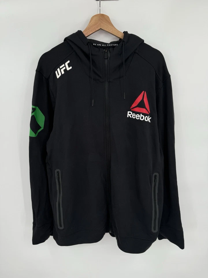 UFC Reebok Hoodie Mens XL Black Full Zip Fight Night Walkout MMA Team Nzechukwu - Image 1 of 4