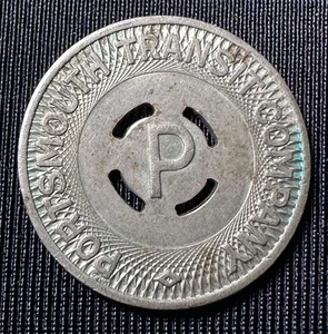 Ficha de latón vintage Portsmouth Transit Company Virginia tarifa única - Imagen 1 de 4