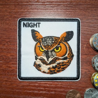 Night Owl Patch Animals Birds Memes Funny Embroidered Iron On 3x3" - Image 1 of 3
