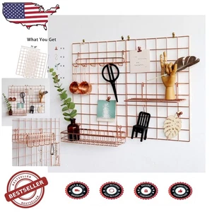 Langlebig Rose Gold Wand Gitter Organizer 2er Pack - 60lb Kapazität, Foto Display - Bild 1 von 9