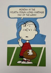 VINTAGE Peanuts Linus Die Cut Monday Football Cut Out - Bild 1 von 5