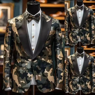 Pantalones Chaqueta Hombre 2 Piezas Camuflaje Exterior Estilo Callejero Pecho Único Foto 1 de 4