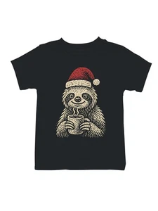 Cozy Christmas Sloth with Cocoa Youth's T-shirt - Picture 1 of 6