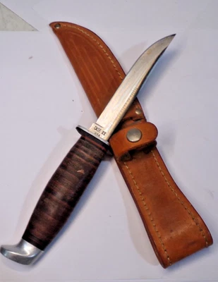 Case XX USA Knife 3 Finn SSP Razor Edge Fixed Blade Leather Handle +Sheath - Image 1 of 4