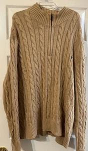 Polo Ralph Lauren Suéter Tejido con Cable Algodón Manga Larga Pullover Tostado Para Hombres 4XB - Imagen 1 de 7