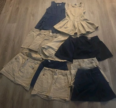 Lot 15 Pc School Uniform Girls SZ 10-12 Pleat Skirt Khaki Blue 2 Dresses  - Image 1 of 4