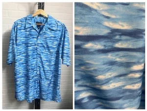 Camisa de campamento Sonoma para hombre grande azul onda del océano manga corta abotonada poliéster - Imagen 1 de 9