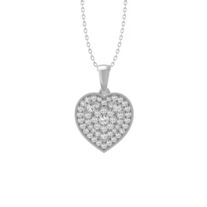 Sterling Silver Round Lab Grown Diamond Cluster Pendant 18" Silver Cable Chain - Picture 1 of 7