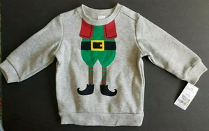 Carter’s Christmas Sweatshirt Infant Boy Sz 12mos Elf Gray Holiday NWT - Picture 1 of 4