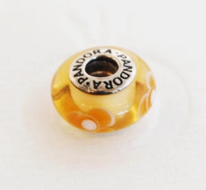 Genuine Pandora Yellow Flower for You Murano Glass Charm 790645 - retired - Foto 1 di 1