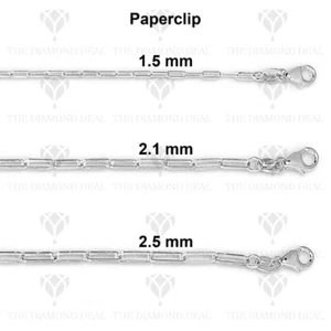 Cadena de clip de oro blanco 14k con bloqueo de langosta 16""-24"" 1,5 mm-2,5 mm - Imagen 1 de 4