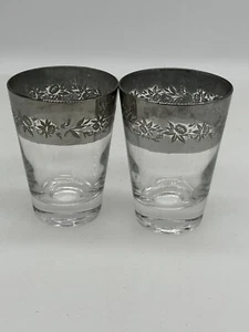 Set Of 2 Mid Century Dorothy Thorpe Silver Faded Whiskey Shot Glasses - Picture 1 of 8